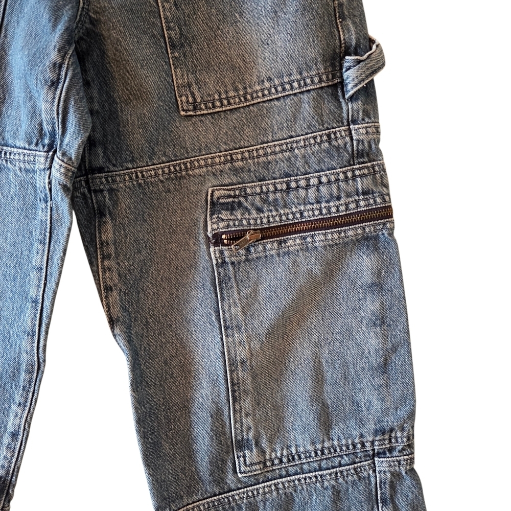 Garage Women's Jeans Size 24 Blue Cotton Denim Cargo Pants Wide Leg Y2K - Picture 7 of 14
